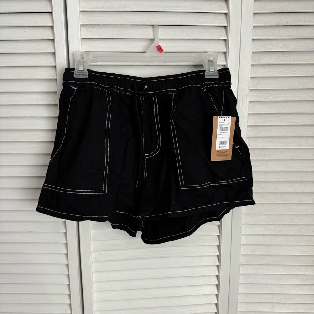 Dickies Black Shorts with White Stitching